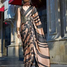 Odette Black & Gold Printed Saree image 1