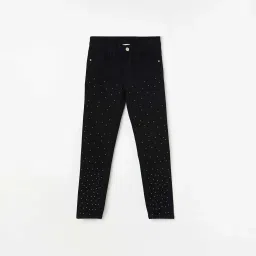 Fame Forever by Lifestyle Girls Black Cotton Embellished Jeans image 1
