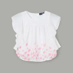 Juniors by Lifestyle White & Pink Floral Print Top image 1