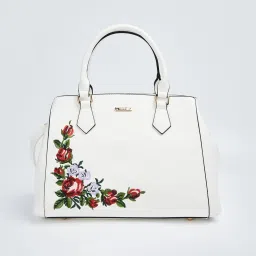 Code by Lifestyle White Embroidered Handbag image 1