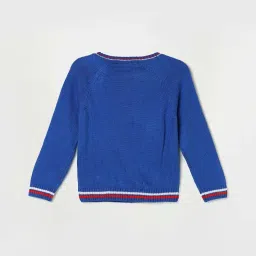 Juniors by Lifestyle Kids Royal Blue Cotton Printed Full Sleeves Sweater image 2