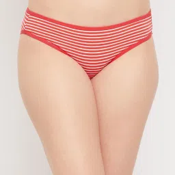 Clovia Red & White Stripes Bikini Panty image 1