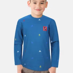 Gini & Jony Kids Blue Cotton Printed Full Sleeves T-Shirt image 3