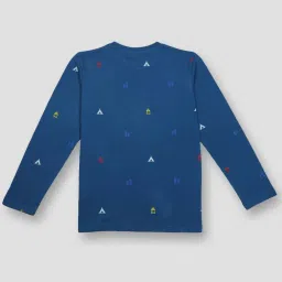 Gini & Jony Kids Blue Cotton Printed Full Sleeves T-Shirt image 2