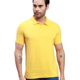 Parx Bright Yellow Cotton Regular Fit Polo T-Shirt-image-29