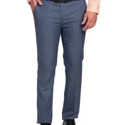 Park Avenue Blue Super Slim Fit Checks Trousers-image-45