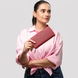 Caprese Sophia Red Faux Leather Solid Zip Around Wallet image 1