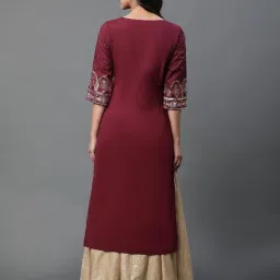 Aurelia Maroon Cotton Printed Straight Kurta image 2