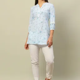 Rangriti Blue Cotton Printed Top image 5