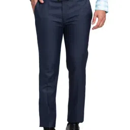 Park Avenue Blue Super Slim Fit Checks Trousers-picture-20