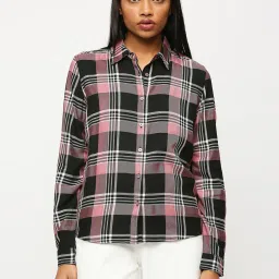 Pepe Jeans Black & Pink Cotton Chequered Shirt image 1