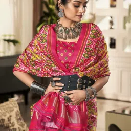 Elora Multicolored Silk Printed Saree With Unstitched Blouse image 2