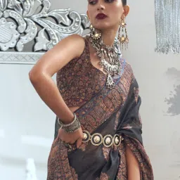 Elora Black Silk Woven Saree With Unstitched Blouse image 2