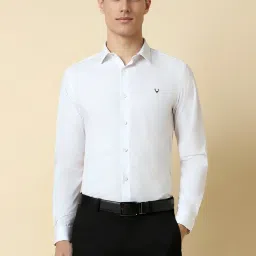 allen solly Men White Slim Fit Solid Full Sleeves Formal Shirts image 1