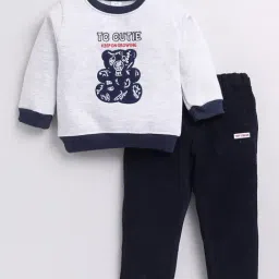 Dollar Kids Grey & Navy Embroidered Full Sleeves T-Shirt with Jeans-image-65