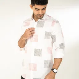 The Bleu Label White Slim Fit Check Shirt image 1