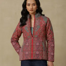 aarke Ritu Kumar Red Printed Quilted Jacket image 1