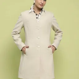 MADAME Off White Plain Long Coat image 1