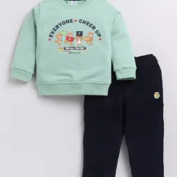 Dollar Kids Green & Navy Printed Full Sleeves T-Shirt with Jeans-image-14