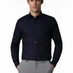 Louis Philippe Navy Slim Fit Texture Shirt-picture-21