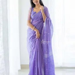 APNISHA Purple Cotton Woven Saree With Unstitched Blouse image 1
