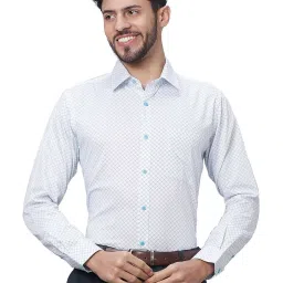 Raymond Blue & White Slim Fit Printed Shirt image 1