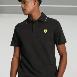 Puma Scuderia Ferrari Motorsport Black Cotton Regular Fit Sports Polos image 1
