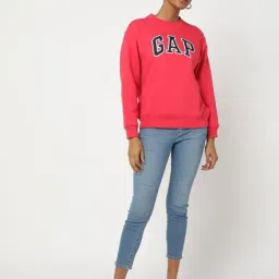 GAP Dark Pink Regular Fit Embroidered Sweatshirt image 4