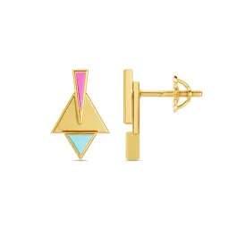 kisna diamond & gold jewellery KISNA 14K Pure Yellow Gold Dazzling Triangle Gold Earrings for Women image 4