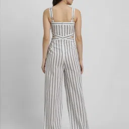 Forever 21 White Cotton Striped Jumpsuit image 2