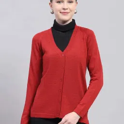 Monte Carlo Maroon Regular Fit Cardigan image 1