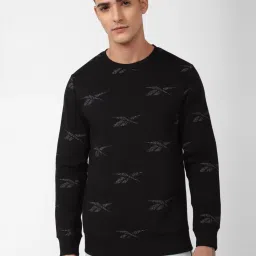 Reebok Black Regular Fit Printed Sweatshirt image 1