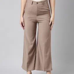 showoffff SHOWOFF Beige Regular Fit Mid Rise Trousers image 1