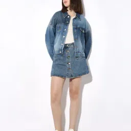 Only Blue Cotton Regular Fit Denim Jacket image 5