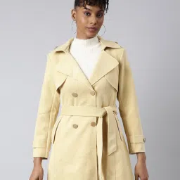 showoffff SHOWOFF Yellow Regular Fit Trench Coat image 1