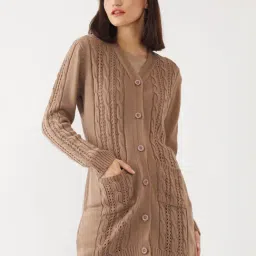 Zink London Brown Self Design Cardigan-picture-35