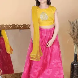 AJ Dezines Kids Yellow Embroidered Lehenga Cholis-image-48