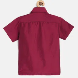 THANGAMAGAN Kids Wine Solid Lining Shirt image 2