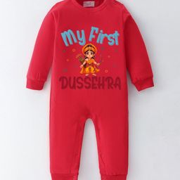 BLUSHES Infants My First Dussehra Printed Pure Cotton Romper-picture-29