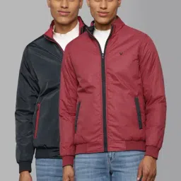 Allen Solly Maroon & Blue Regular Fit Reversible Jacket-image-57