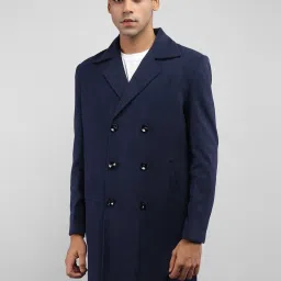 Chkokko Navy Blue Relaxed Fit Solid Coats image 1