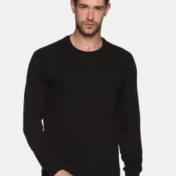 showoffff SHOWOFF Black Cotton Slim Fit Solid Sweatshirt image 1