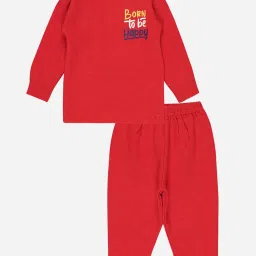 Bodycare Kids Red Printed Full Sleeves Thermal T-Shirt with Pants image 1
