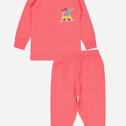 Bodycare Kids Pink Printed Full Sleeves Thermal T-Shirt with Pants image 1