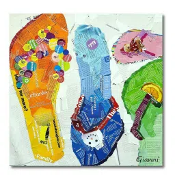 Art Street Flip Flop Slipper Printed Multicolor Engineered Wood Wall Art image 2