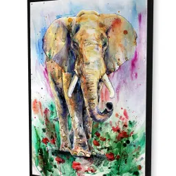 Art Street Elephant Printed Multicolor Engineered Wood Wall Art image 2