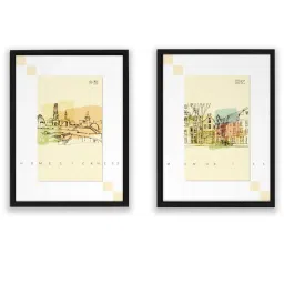 Art Street Street City Travel Inspired Printed Beige Engineered Wood Wall Art (Set of 2) image 2