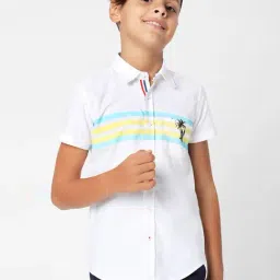 GAS KIDS White Cotton Striped Shirt-image-61