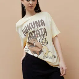 Ginger by Lifestyle Beige Printed T-Shirt image 1