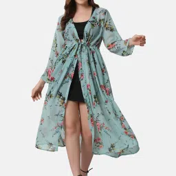 BUYNEWTREND Blue Floral Print Shrug image 1